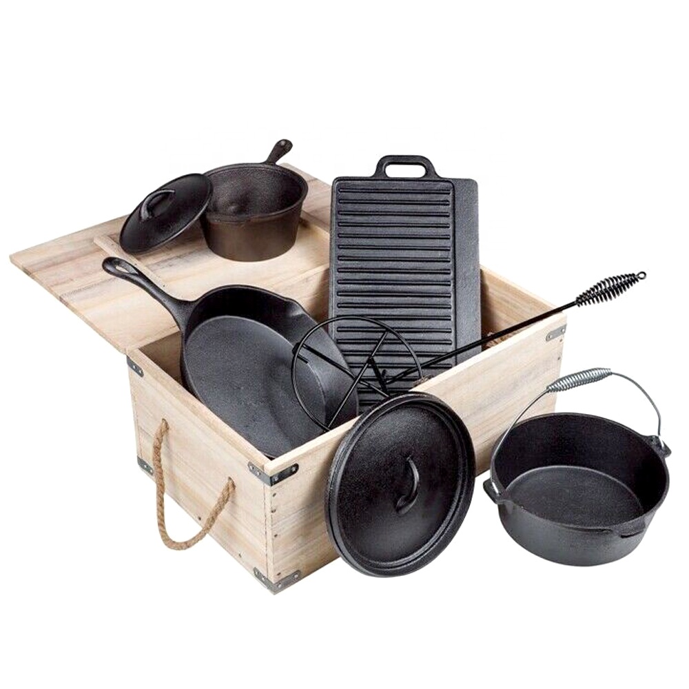 Camping Cooking Dutch Oven - Pre-Seasoned BBQ Heavy Duty Outdoor Camping