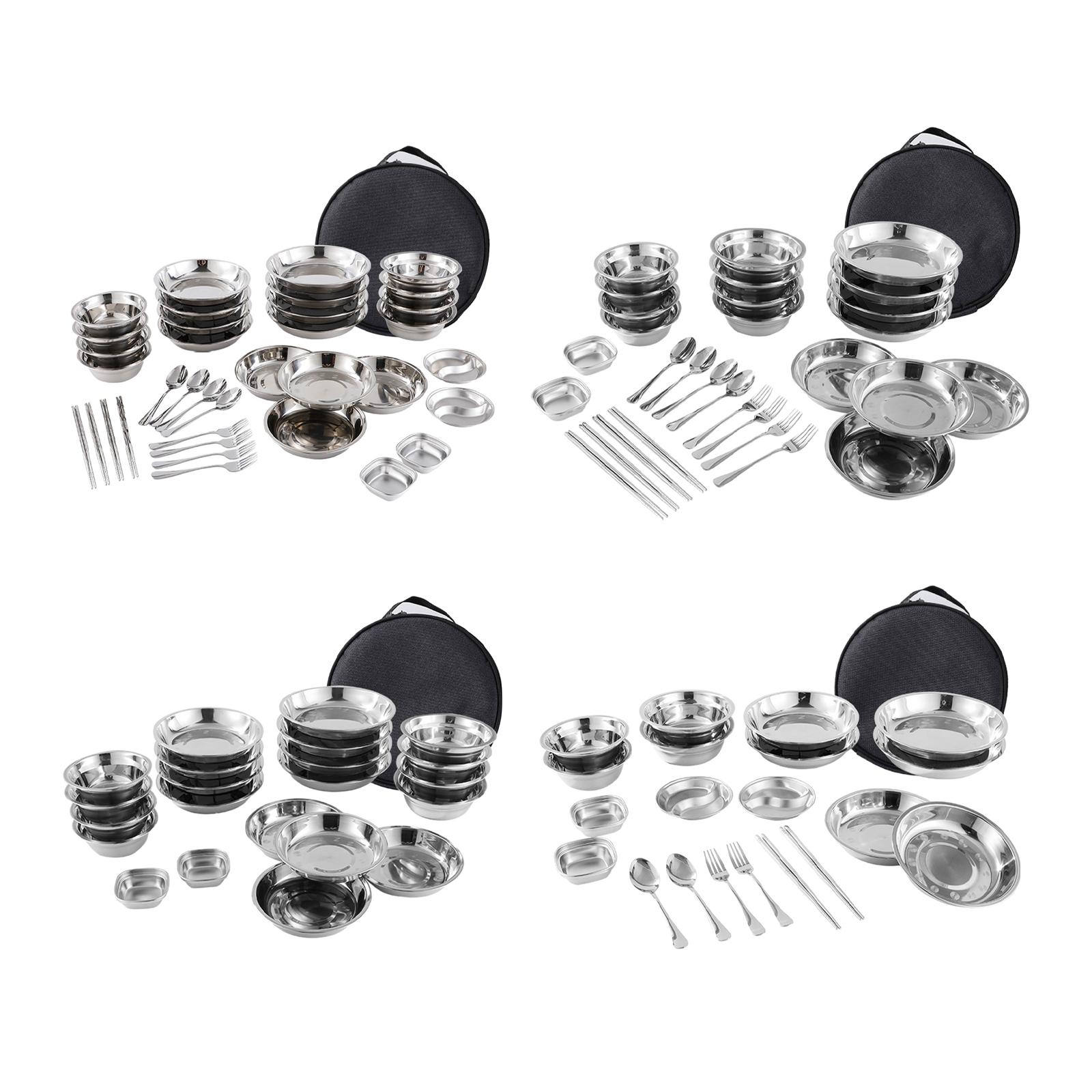 Camping Cooking Set Stainless Steel - Stainless Steel Plates and Bowls Camping