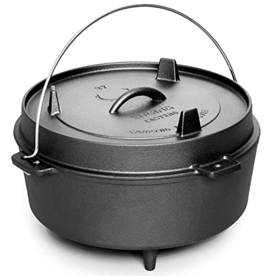 Camping Cooking Dutch Oven - Pre-Seasoned Cast Iron Dutch Oven With