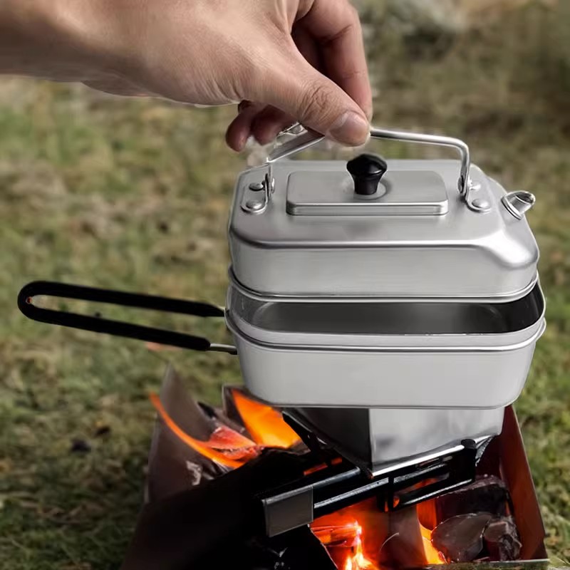 Camping Cooking Set Stainless Steel - Ultralight Portable Picnic Camping Tourist Kettle