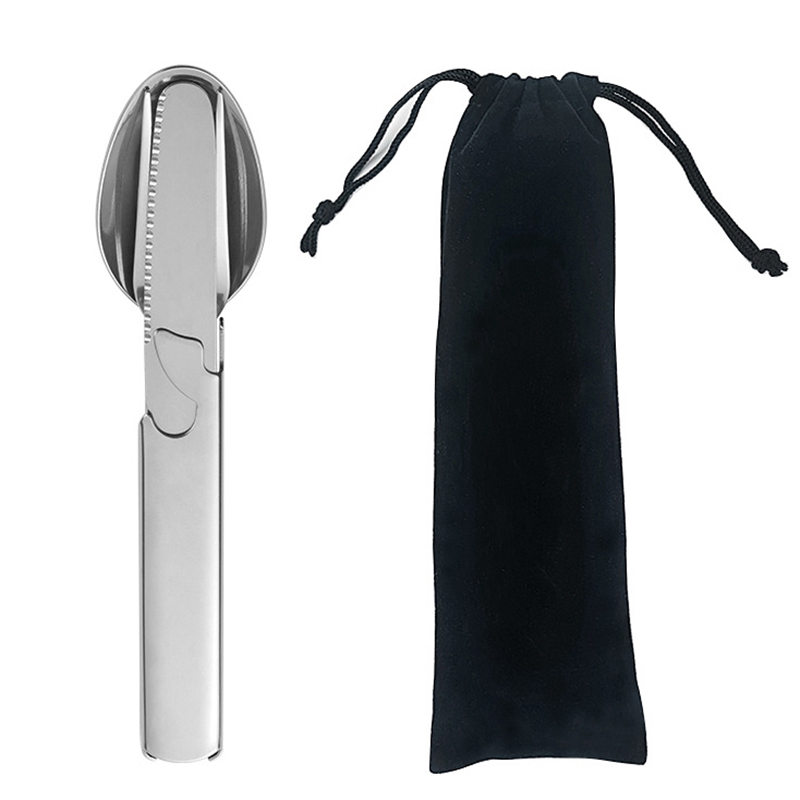 Quechua Camping Cooking Set - 4Pcs/Set Portable Stainless Steel Combination Cutlery