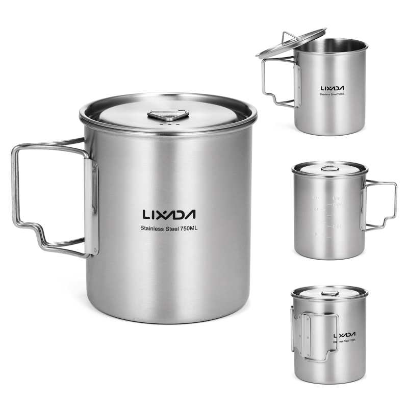 Camping Cooking Mesh - Lixada 750ml Cup Outdoor Stainless Steel