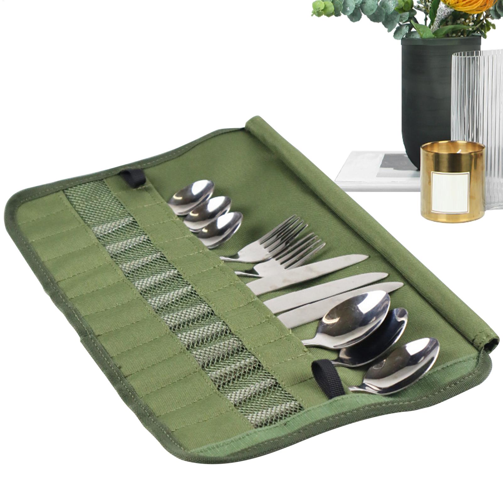 Camping Cooking Utensil Holder - Camping Tableware Roll Bag Camping Travel