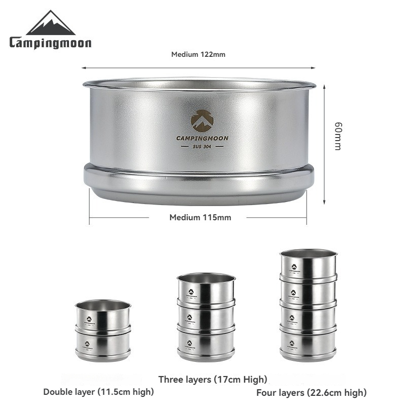 Camping Cooking Set Stainless Steel - CAMPINGMOON Portatle Outdoor Camping and Picnic