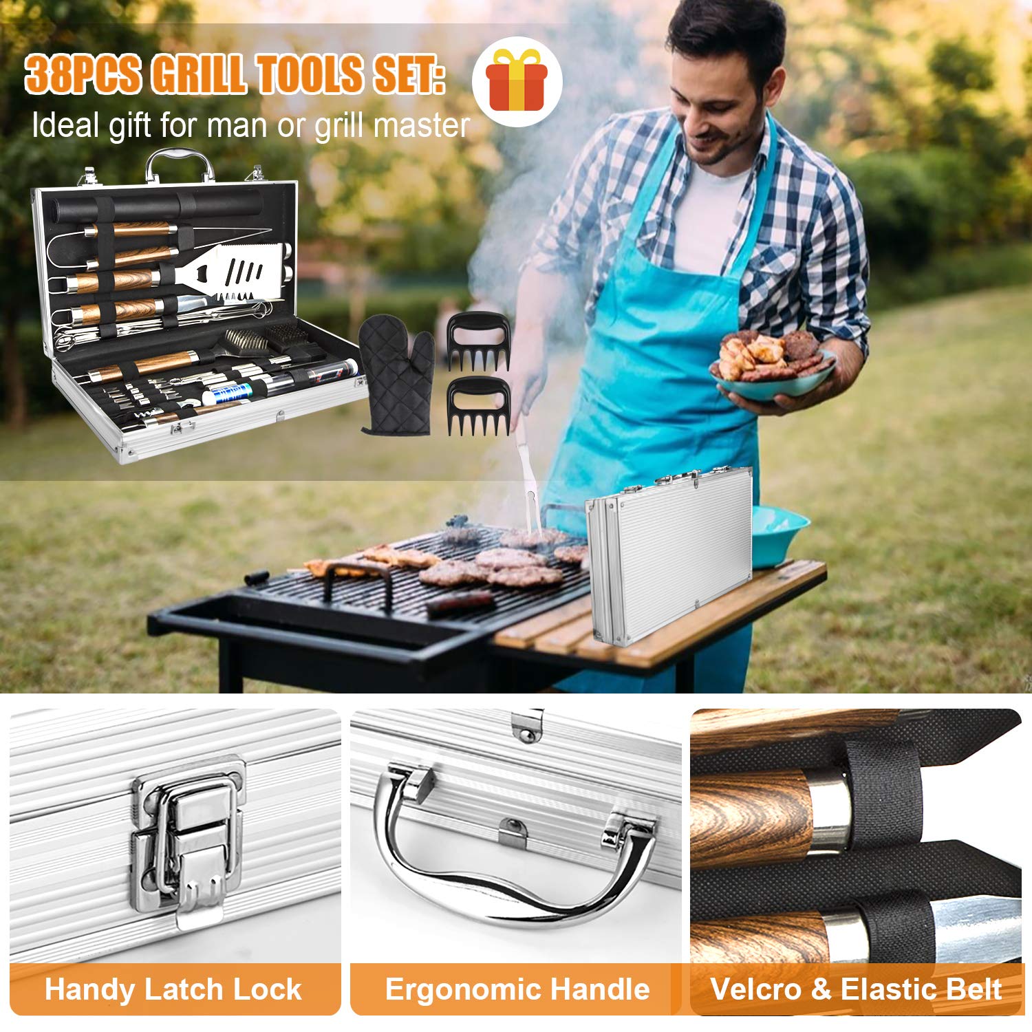 38PCS BBQ Grill Accessories Se - Camping Cooking Set Stainless Steel recension och pris