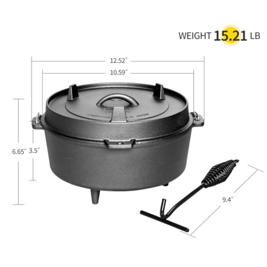 Pre-Seasoned Cast Iron Dutch O - Camping Cooking Dutch Oven recension och pris