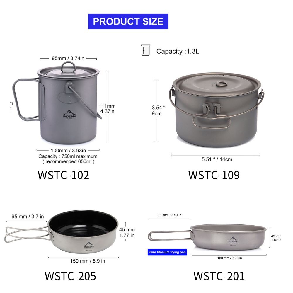 Widesea Camping Tableware Tita - Camping Cooking Set Stainless Steel recension och pris