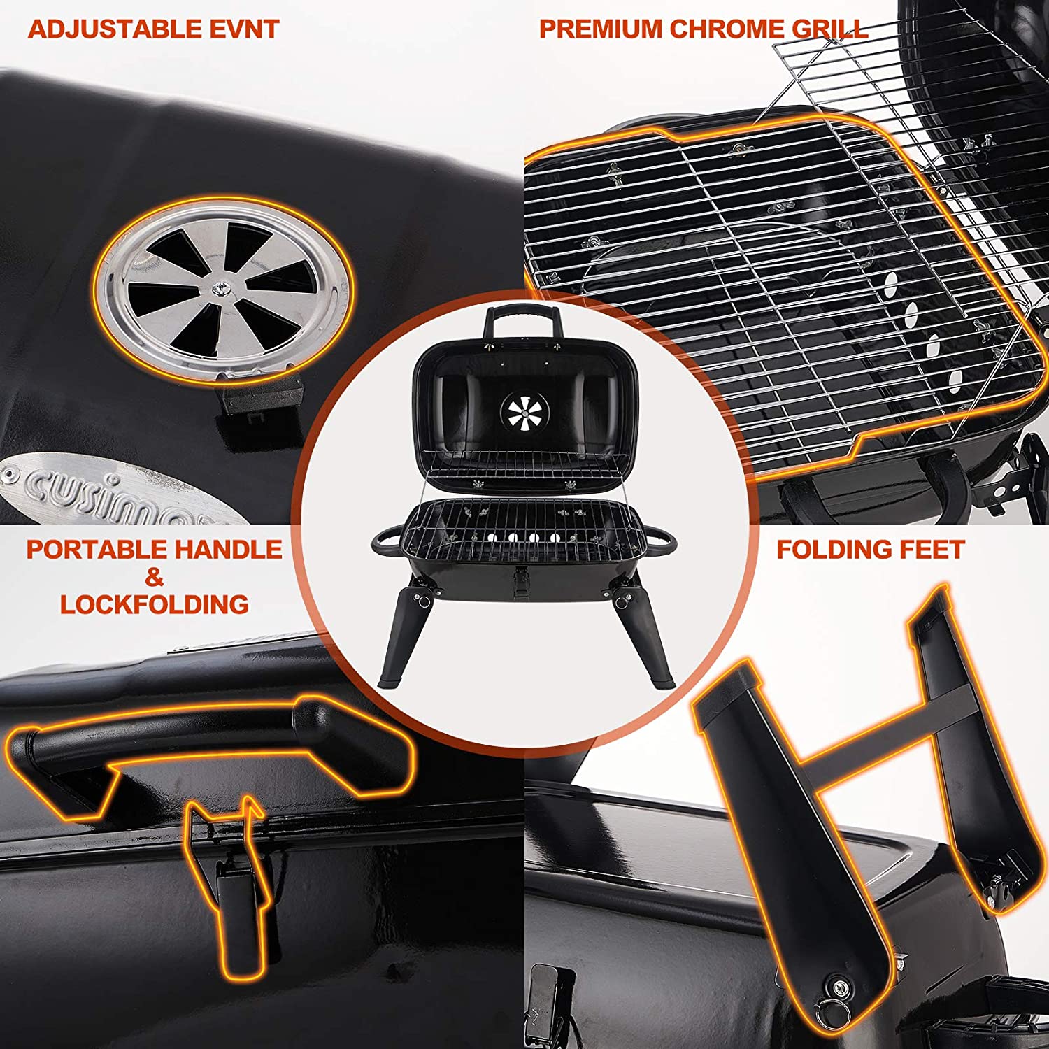 18-inch Black Charcoal Grill F - Camp Grill Portable Folding recension och pris