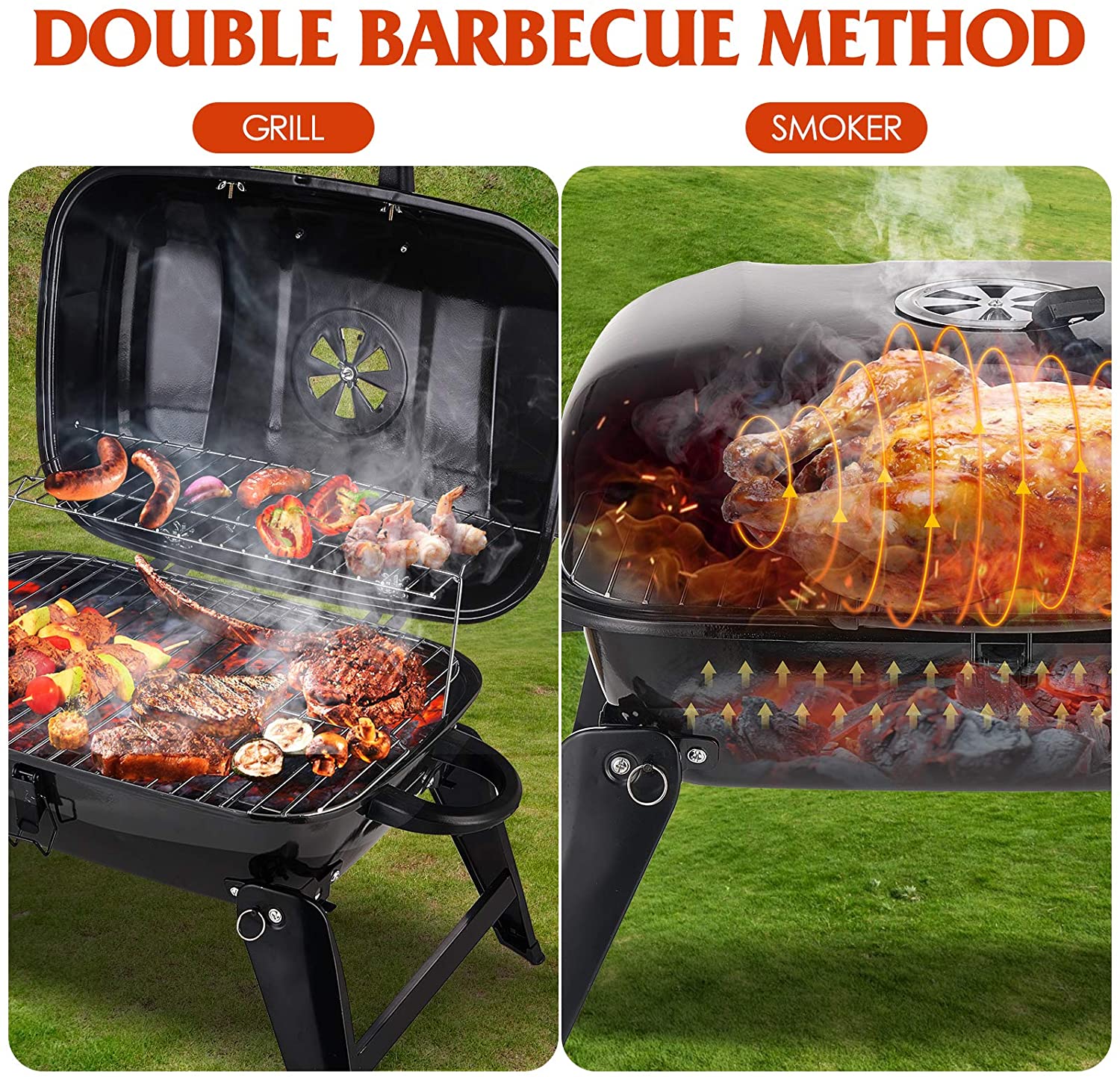 18-inch Black Charcoal Grill F - Camp Grill Portable Folding recension och pris
