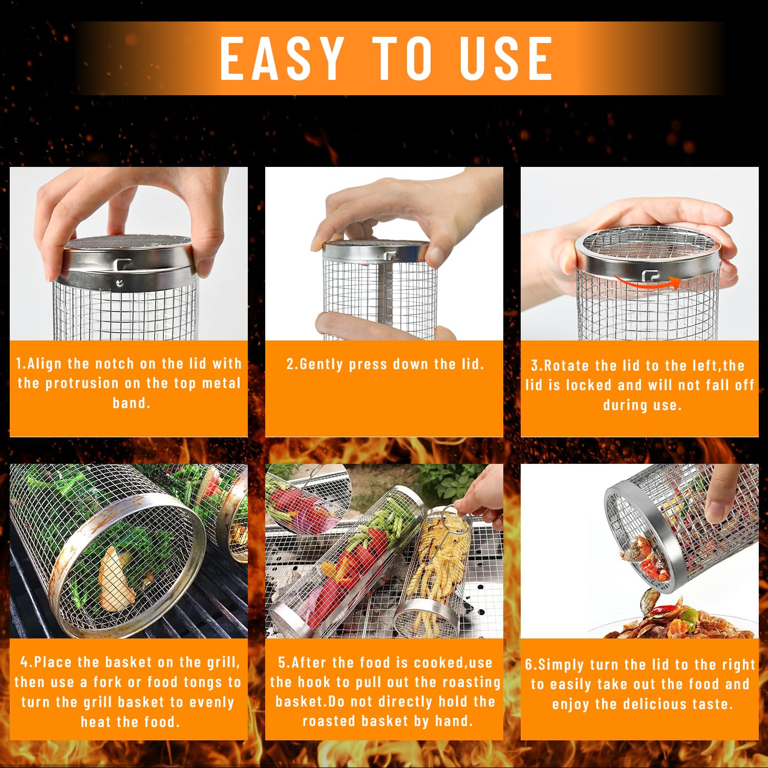 2 Pieces Rolling Grilling Bask - Camping Cooking Mesh recension och pris
