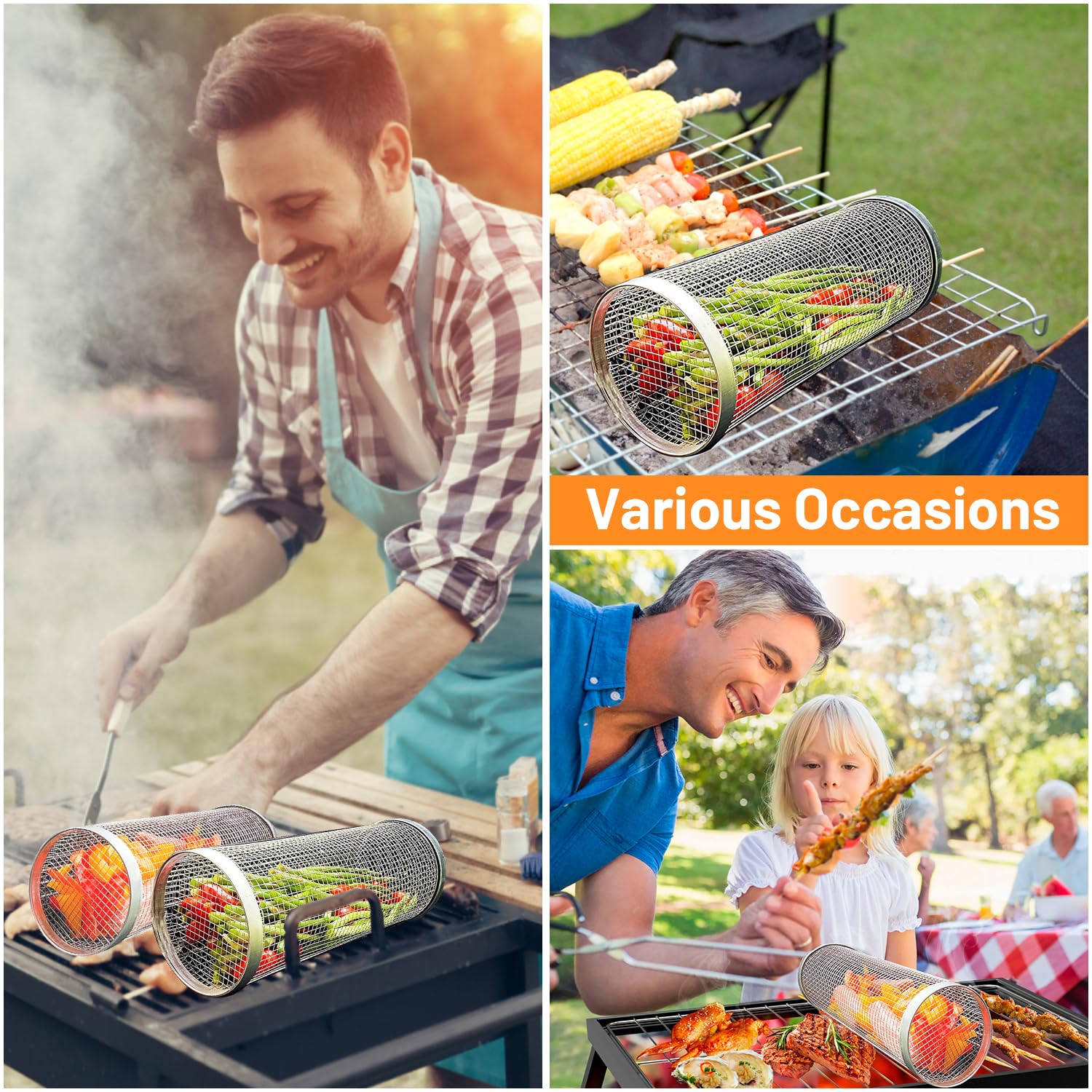 2 Pieces Rolling Grilling Bask - Camping Cooking Mesh recension och pris