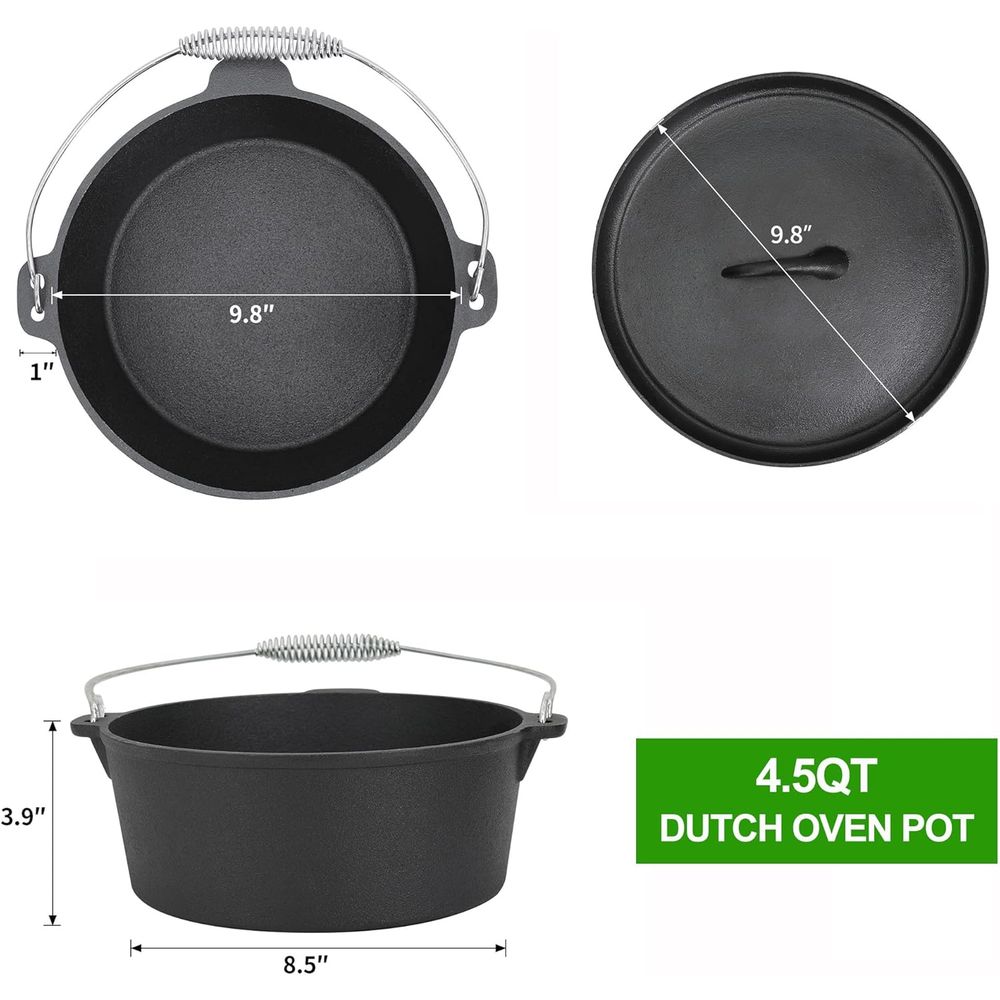 8 Piece Pre-Seasoned Dutch Ove - Camping Cooking Dutch Oven recension och pris