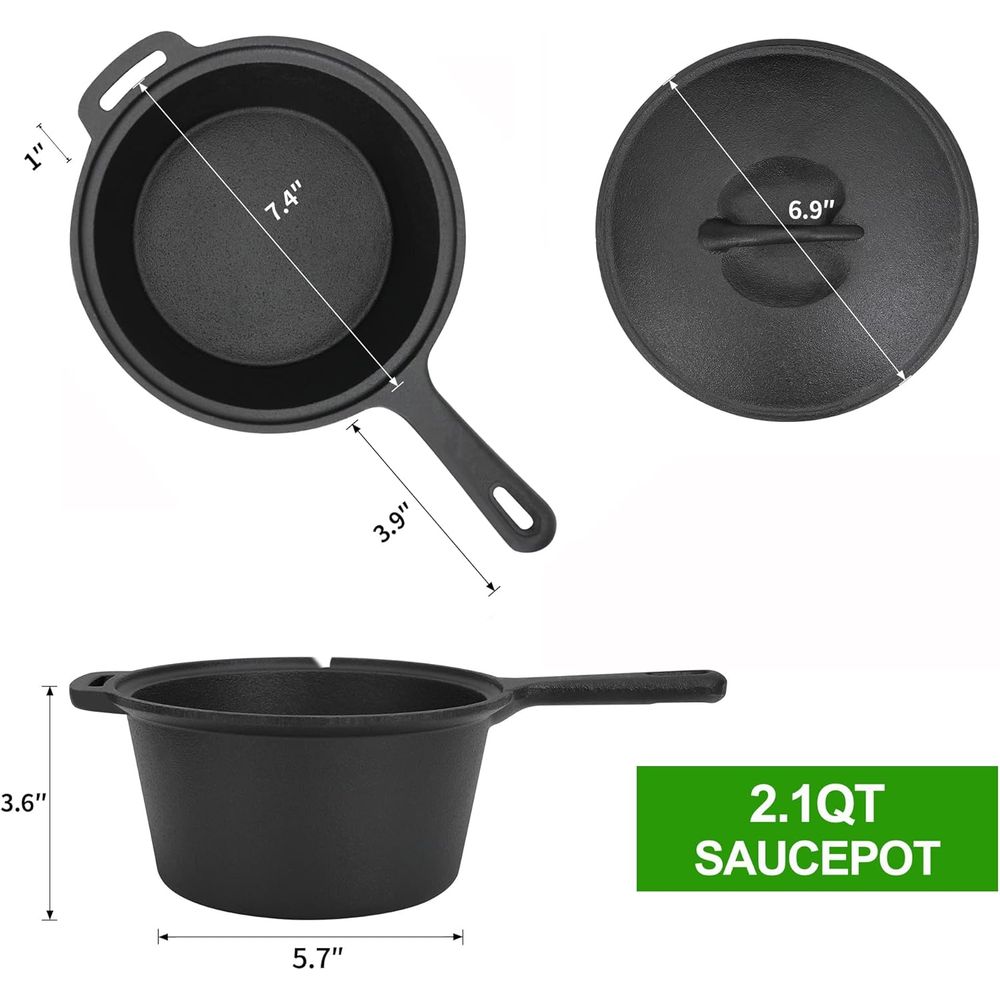 8 Piece Pre-Seasoned Dutch Ove - Camping Cooking Dutch Oven recension och pris