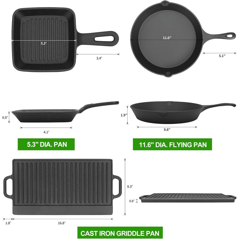 8 Piece Pre-Seasoned Dutch Ove - Camping Cooking Dutch Oven recension och pris