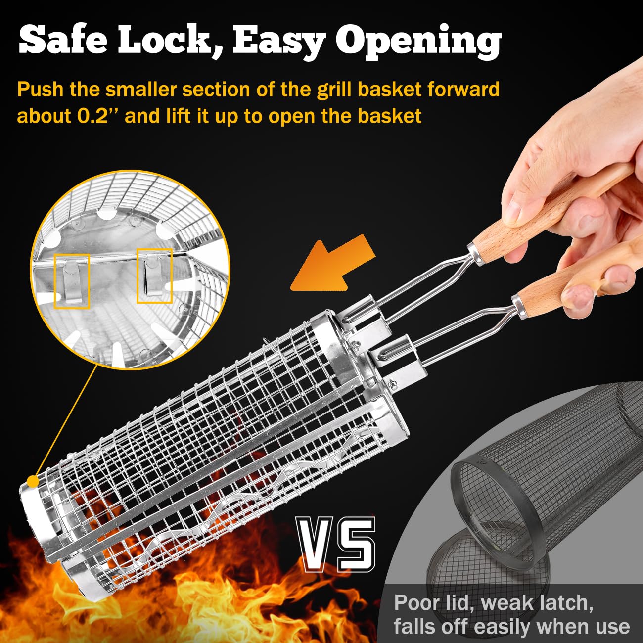 BUYYES Rolling Grill Basket BB - Camping Cooking Mesh recension och pris