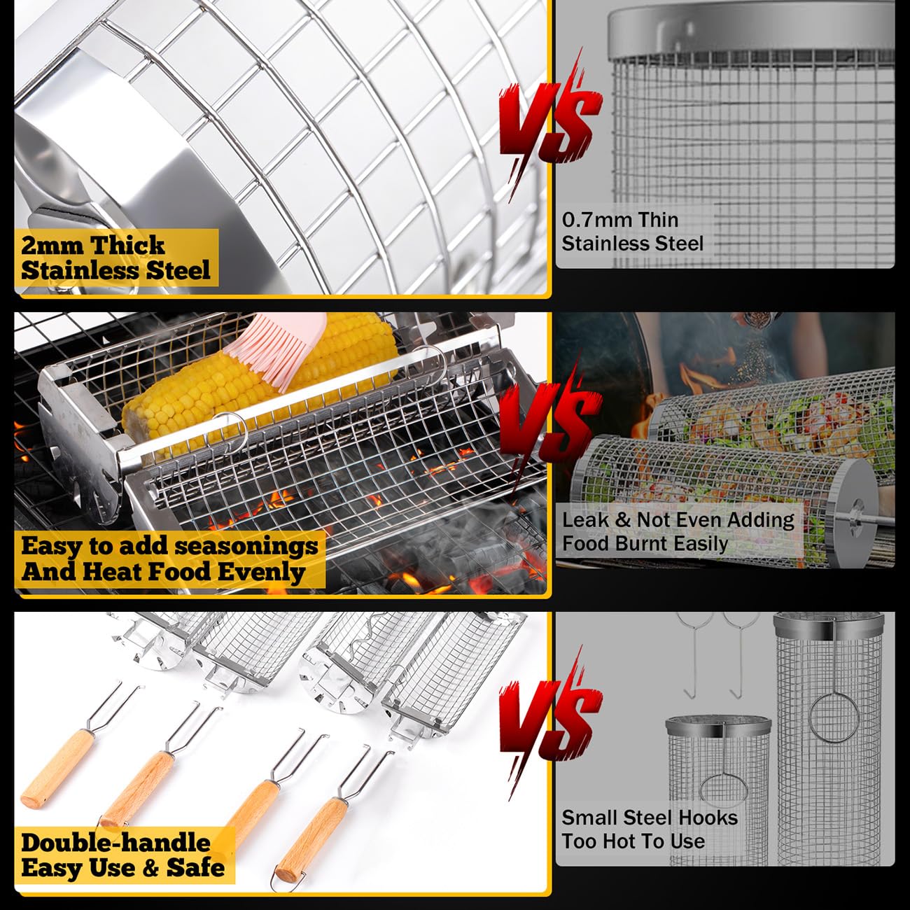 BUYYES Rolling Grill Basket BB - Camping Cooking Mesh recension och pris
